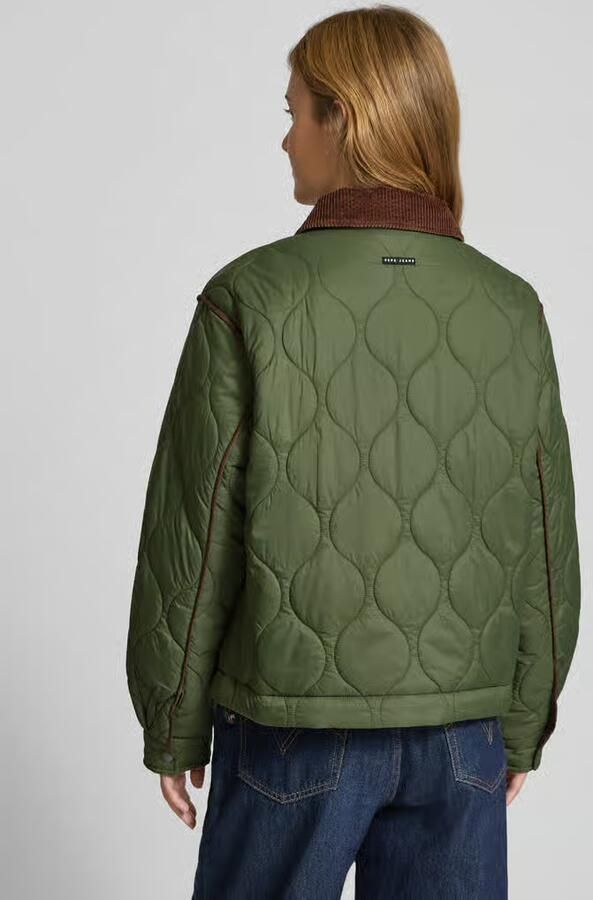 Pepe Jeans Regular fit gewatteerd jack met corduroy model 'PAOLA'