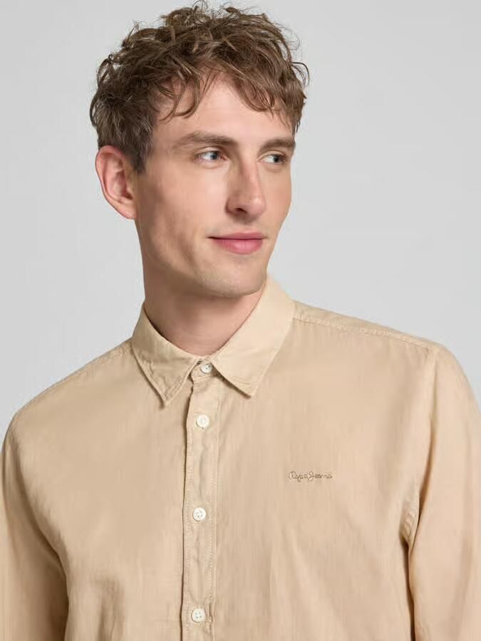 Pepe Jeans regular fit vrijetijdsoverhemd van mix van katoen en linnen model 'PAYTON'