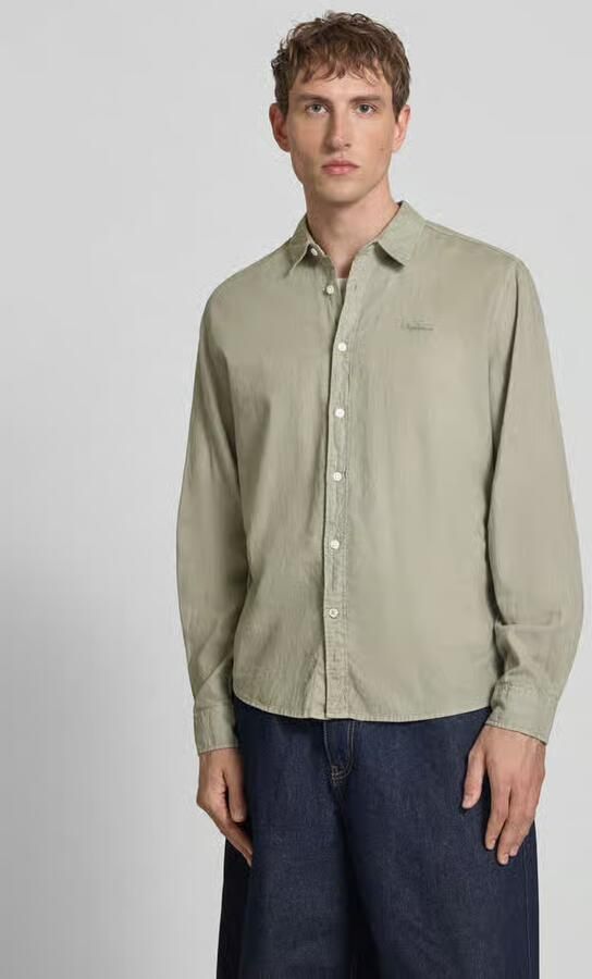 Pepe Jeans regular fit vrijetijdsoverhemd van mix van katoen en linnen model 'PAYTON' - Foto 3