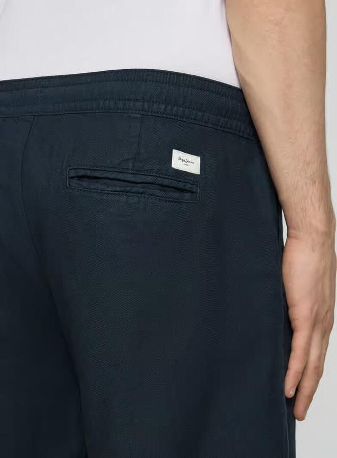 Pepe Jeans relaxed fit chinobermuda van mix van katoen en linnen
