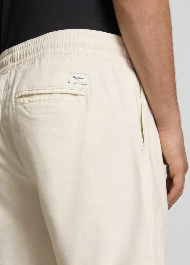 Pepe Jeans relaxed fit chinobermuda van mix van katoen en linnen