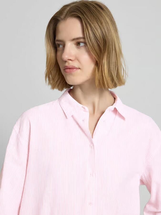 Pepe Jeans relaxed fit overhemdblouse van mix van katoen en linnen model 'BERNANY'