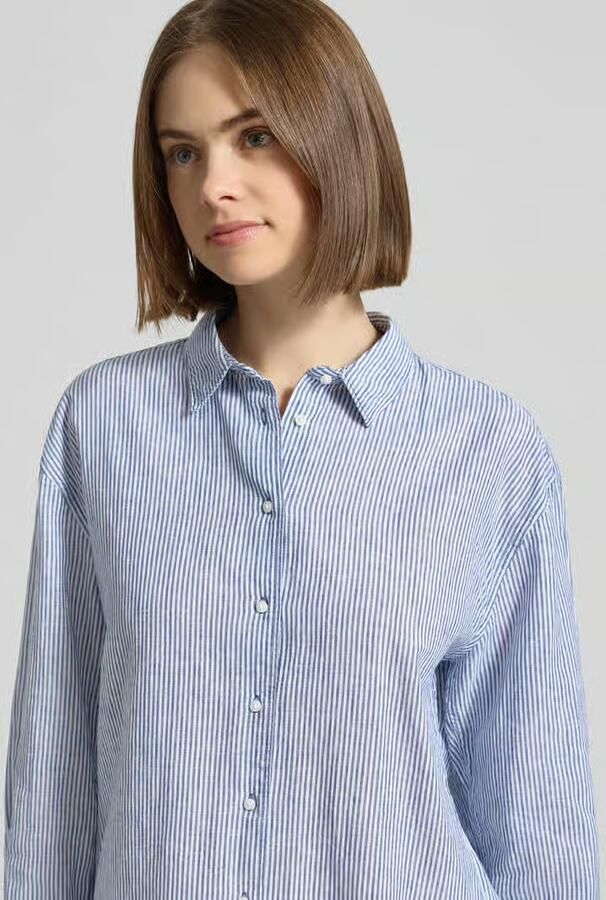 Pepe Jeans relaxed fit overhemdblouse van mix van katoen en linnen model 'BERNANY'