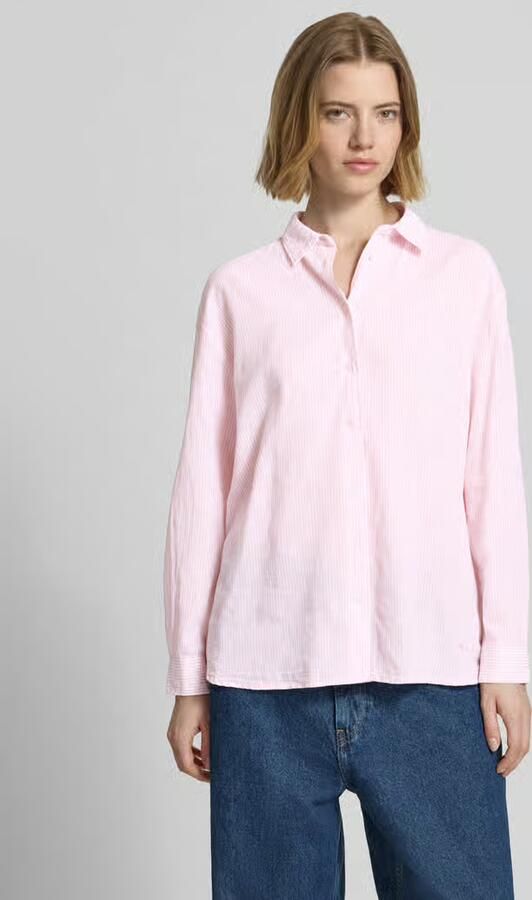 Pepe Jeans relaxed fit overhemdblouse van mix van katoen en linnen model 'BERNANY' - Foto 3