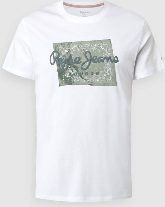 Pepe Jeans Regular fit T-shirt met logoprint model 'Alcott'