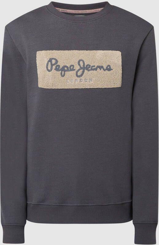 Pepe Jeans Sweatshirt met logo-flockprint model 'Sean'