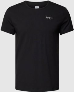 Pepe Jeans T-shirt met labelprint in een set van 2 stuks