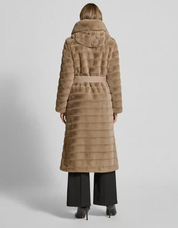 PETITE M. Jas van teddy met capuchon en strikceintuur