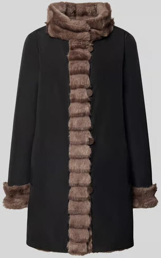 PETITE M. Regular fit lange jas met imitatiebont