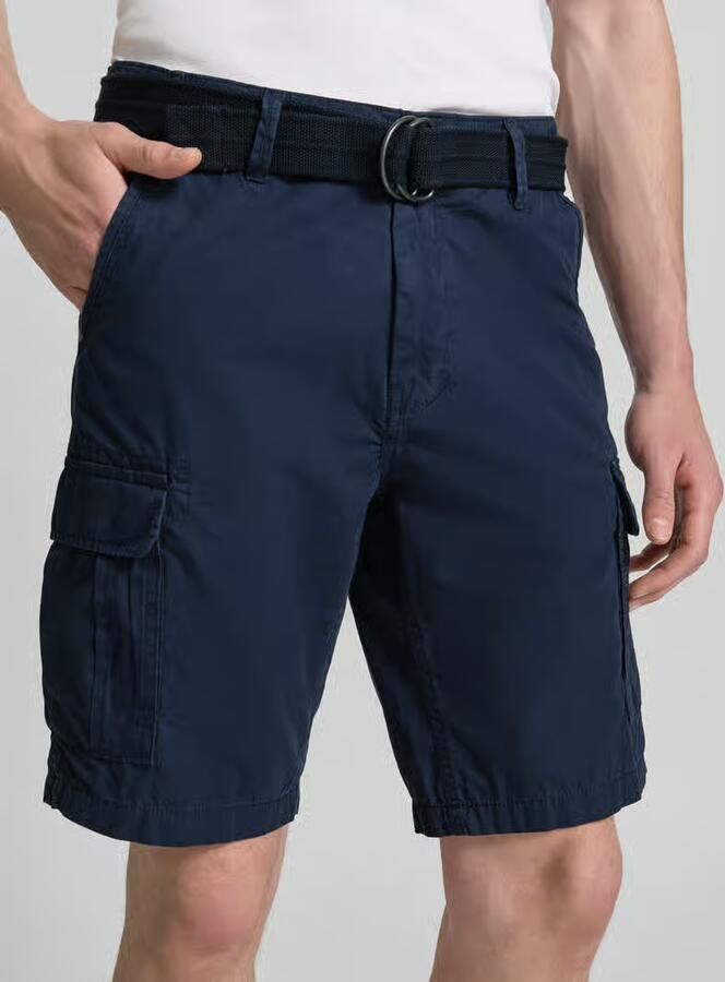 Petrol regular fit bermuda met cargozakken