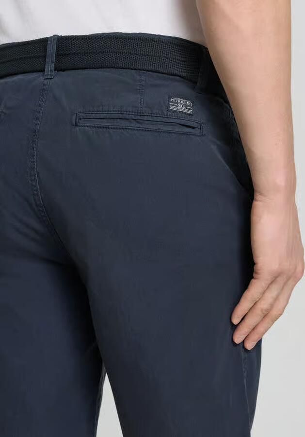 Petrol regular fit chino short met riem en steekzakken