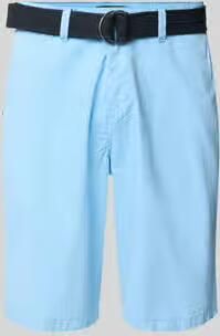 Petrol regular fit chino short met riem en steekzakken