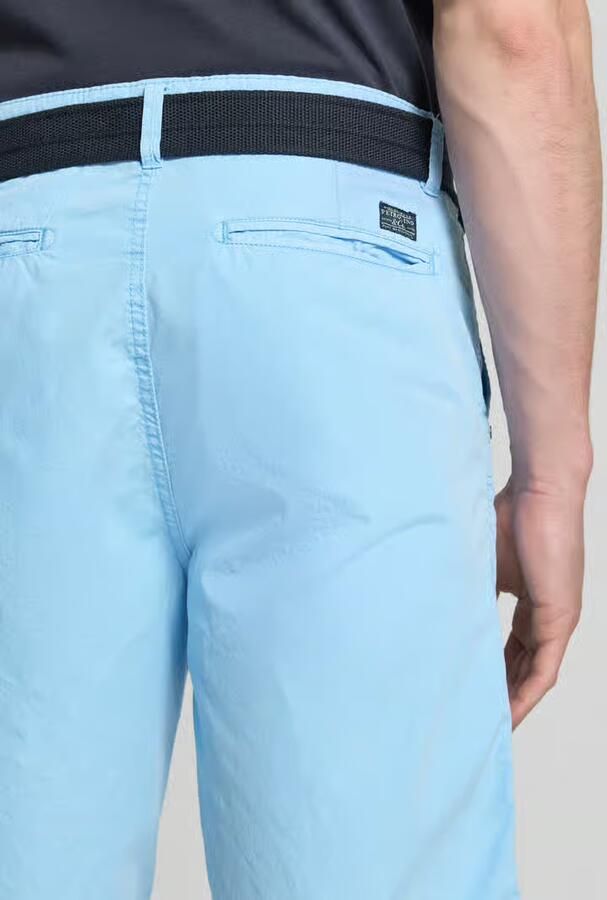 Petrol regular fit chino short met riem en steekzakken