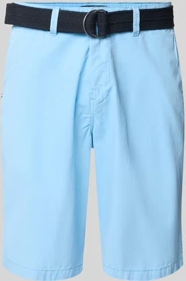 Petrol regular fit chino short met riem en steekzakken - Foto 2
