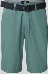 Petrol regular fit chino short met riem en steekzakken