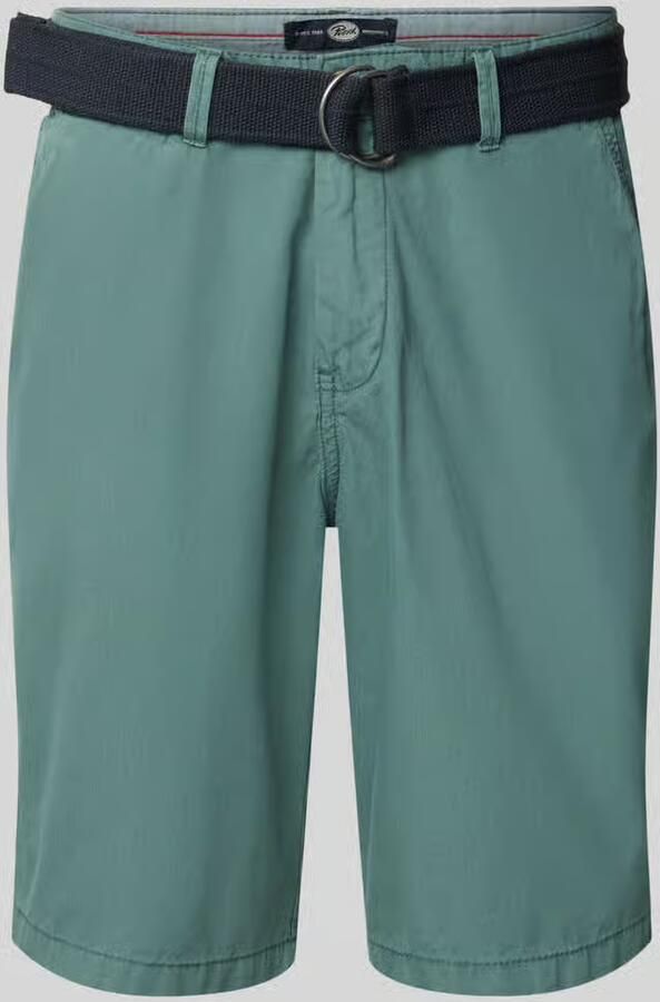 Petrol regular fit chino short met riem en steekzakken - Foto 2