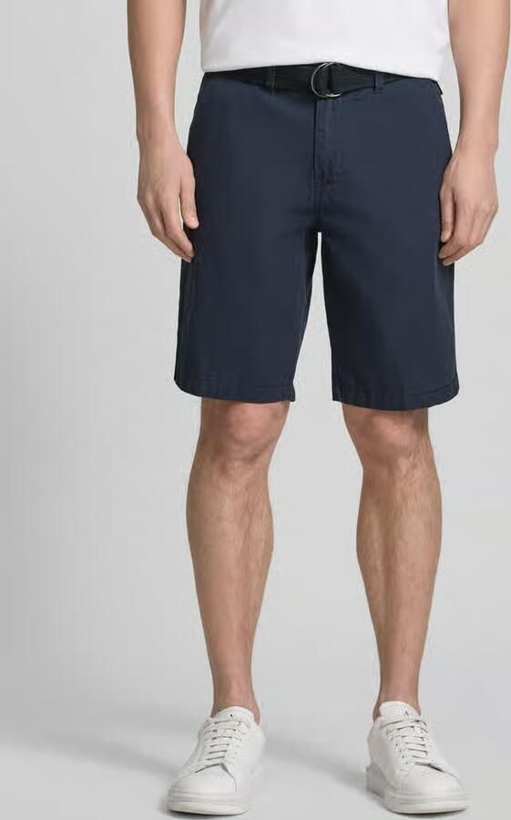 Petrol regular fit chino short met riem en steekzakken - Foto 3