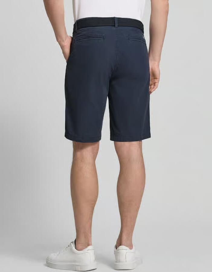 Petrol regular fit chino short met riem en steekzakken - Foto 2