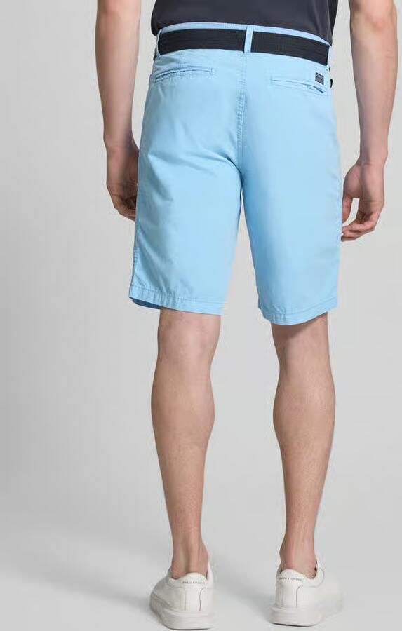 Petrol regular fit chino short met riem en steekzakken - Foto 3