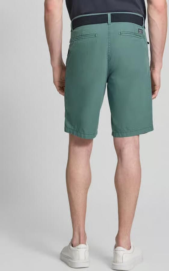 Petrol regular fit chino short met riem en steekzakken - Foto 3