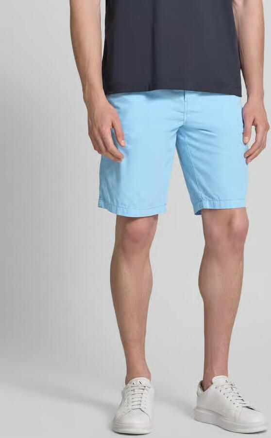 Petrol regular fit chino short met riem en steekzakken - Foto 4