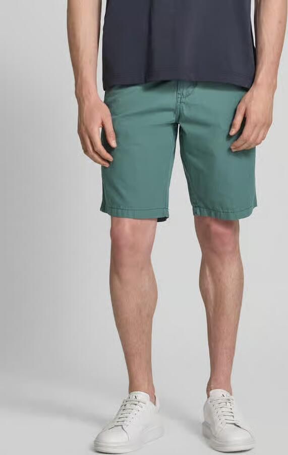 Petrol regular fit chino short met riem en steekzakken - Foto 2
