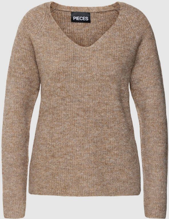 Pieces Gebreide pullover met V-hals model 'ELLEN'