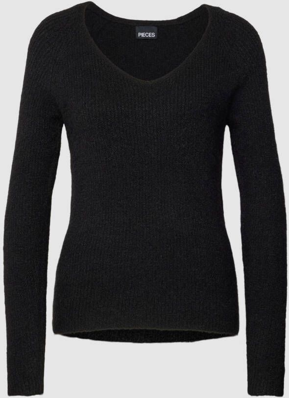 Pieces Gebreide pullover met V-hals model 'ELLEN'