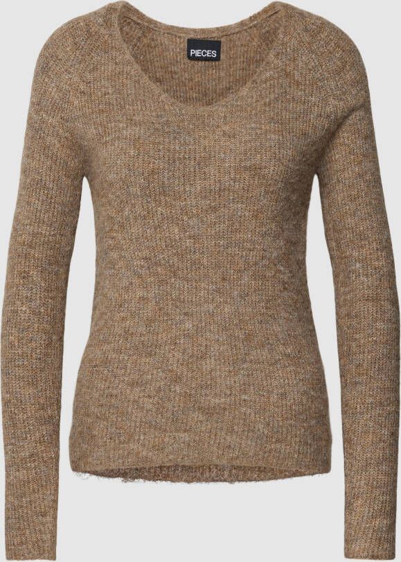 Pieces Gebreide pullover met V-hals model 'ELLEN'