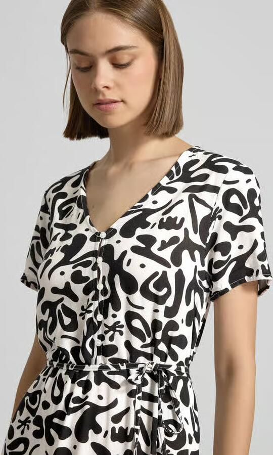 Pieces A-lijn midi-jurk van pure viscose model 'BARRI'