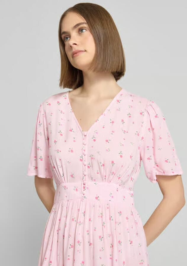 Pieces A-lijn midi-jurk van pure viscose model 'TALA'