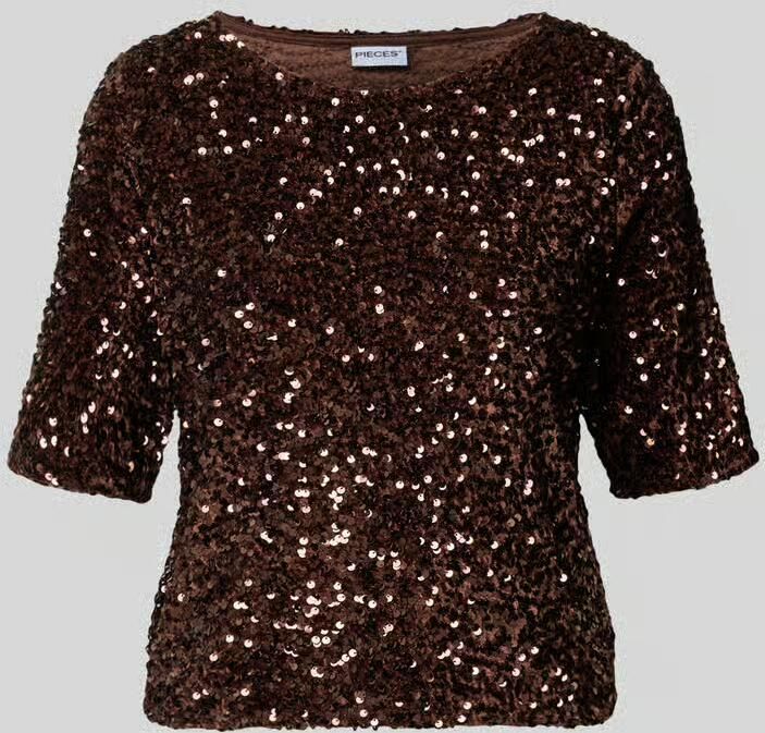 Pieces Blousetop met all-over pailletten