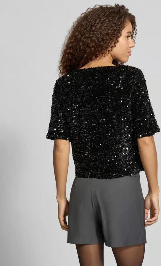 Pieces Blousetop met all-over pailletten - Foto 3