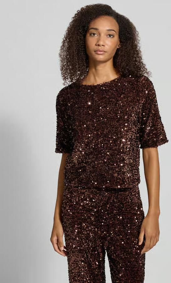 Pieces Blousetop met all-over pailletten - Foto 3