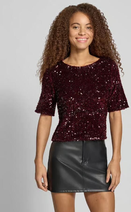 Pieces Blousetop met all-over pailletten - Foto 2