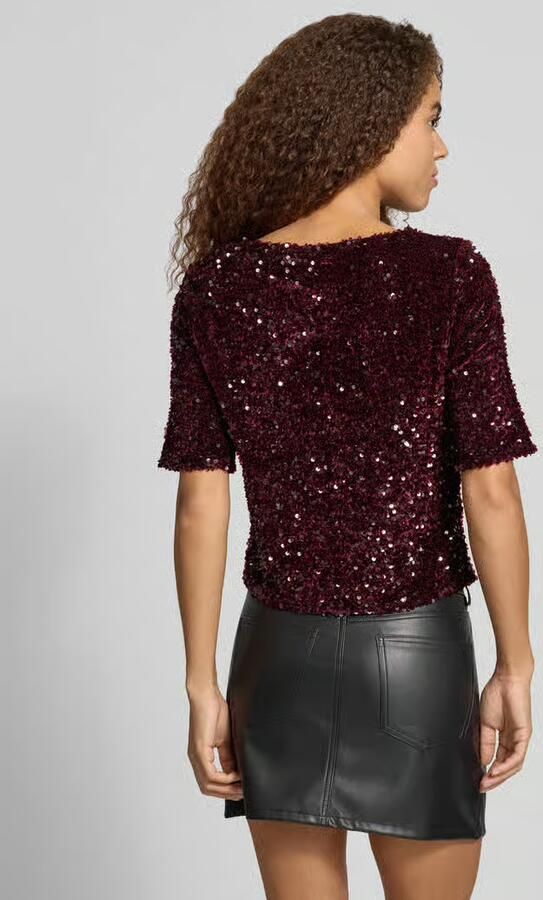 Pieces Blousetop met all-over pailletten - Foto 3