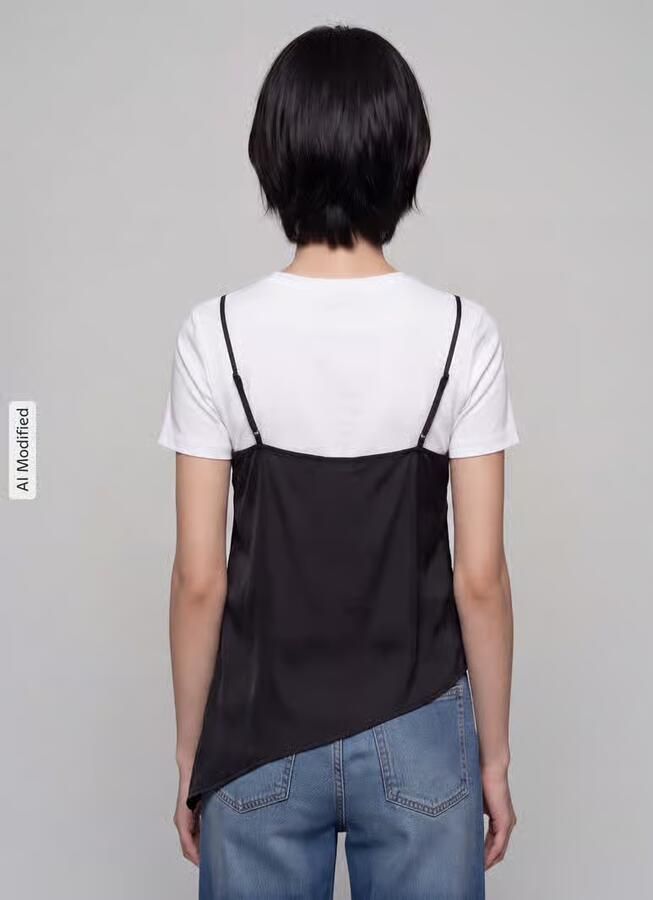 Pieces Blousetop met asymmetrische zoom - Foto 3