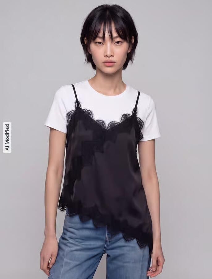 Pieces Blousetop met asymmetrische zoom - Foto 2