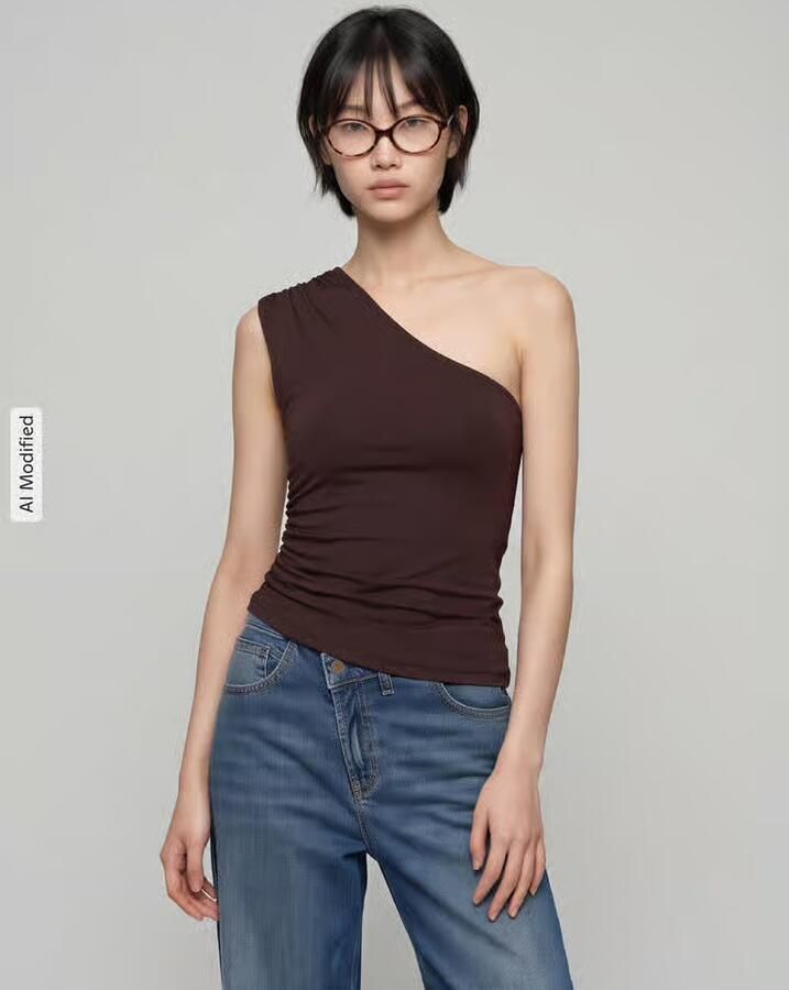 Pieces Blousetop met one-shoulderhals - Foto 2
