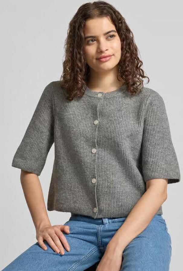 Pieces Boxy fit gebreid jack van ribtricot model 'SILLY' - Foto 4