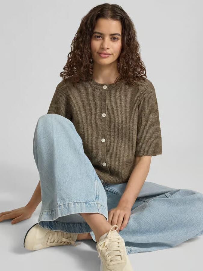 Pieces Boxy fit gebreid jack van ribtricot model 'SILLY' - Foto 4
