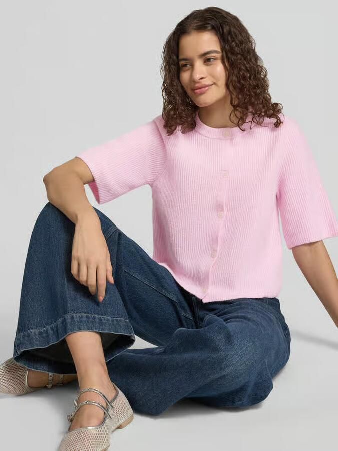 Pieces Boxy fit gebreid jack van ribtricot model 'SILLY' - Foto 4