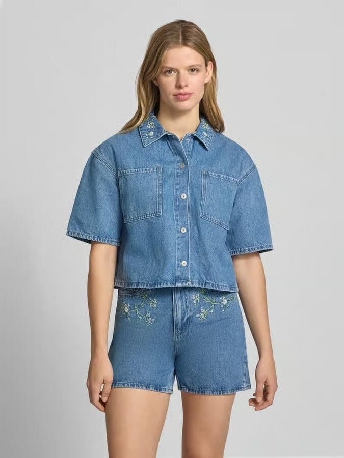 Pieces Boxy fit jeansblouse van puur katoen model 'SKY' - Foto 2