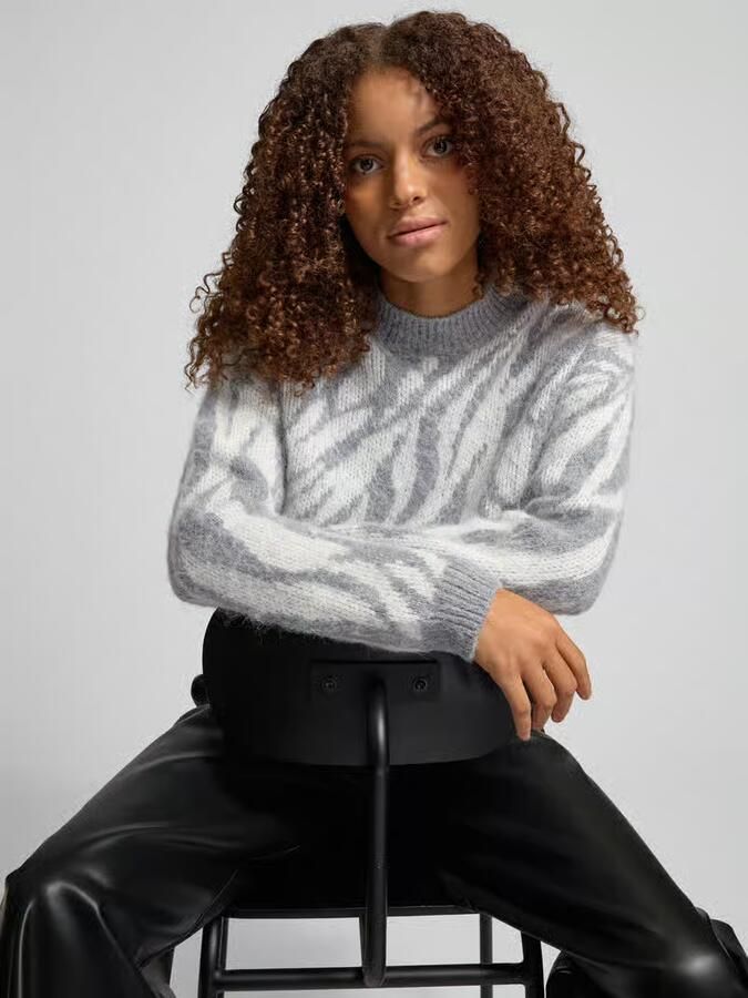 Pieces Comfort fit gebreide pullover met wol en all-over motief model 'NOELA'