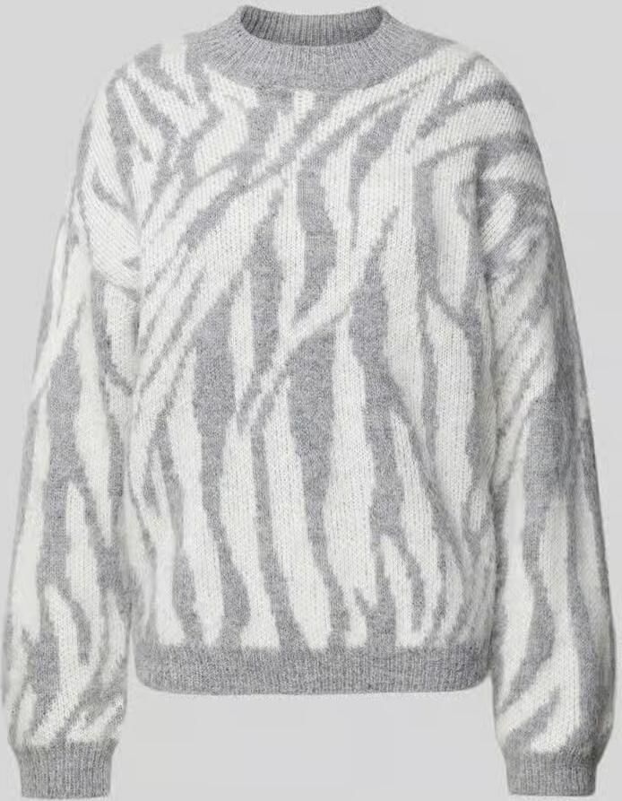 Pieces Comfort fit gebreide pullover met wol en all-over motief model 'NOELA' - Foto 2