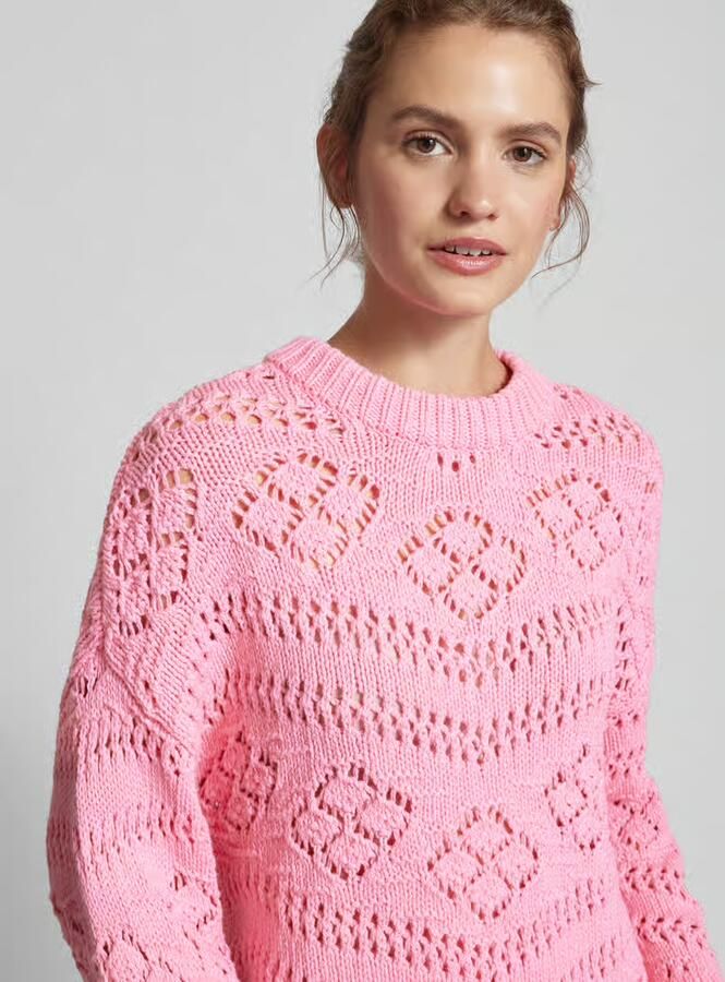 Pieces Flatteuze gebreide pullover met ajourpatroon model 'PCNIANA'
