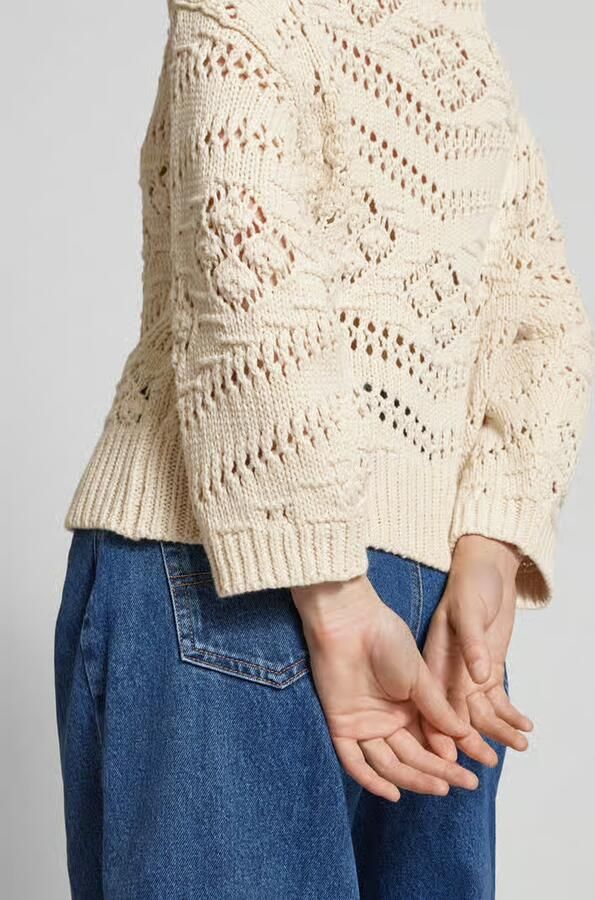 Pieces Flatteuze gebreide pullover met ajourpatroon model 'PCNIANA'