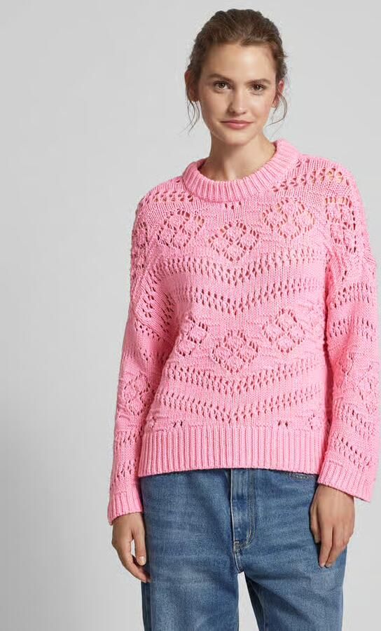 Pieces Flatteuze gebreide pullover met ajourpatroon model 'PCNIANA' - Foto 4