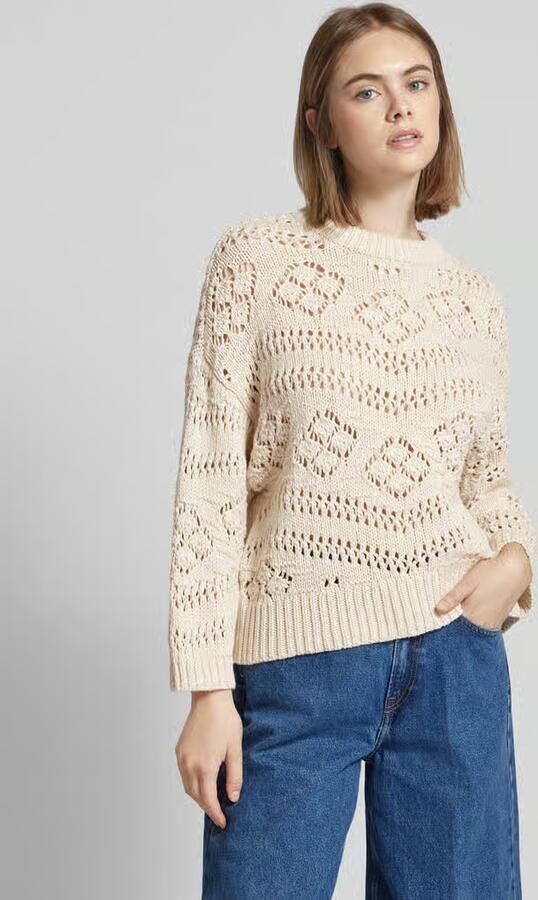 Pieces Flatteuze gebreide pullover met ajourpatroon model 'PCNIANA' - Foto 4