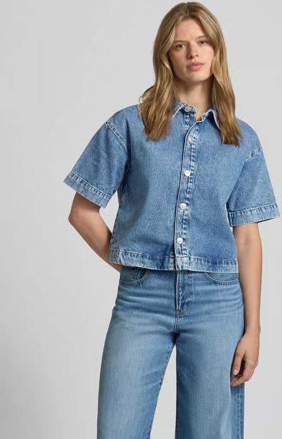 Pieces loose fit jeansblouse van puur katoen model 'SKY' - Foto 5
